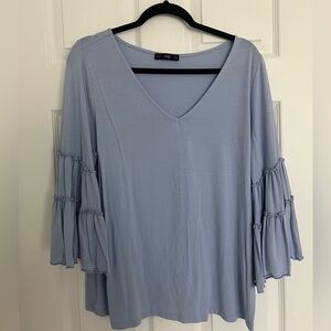 Flowy Bell Sleeve Pale Blue Top